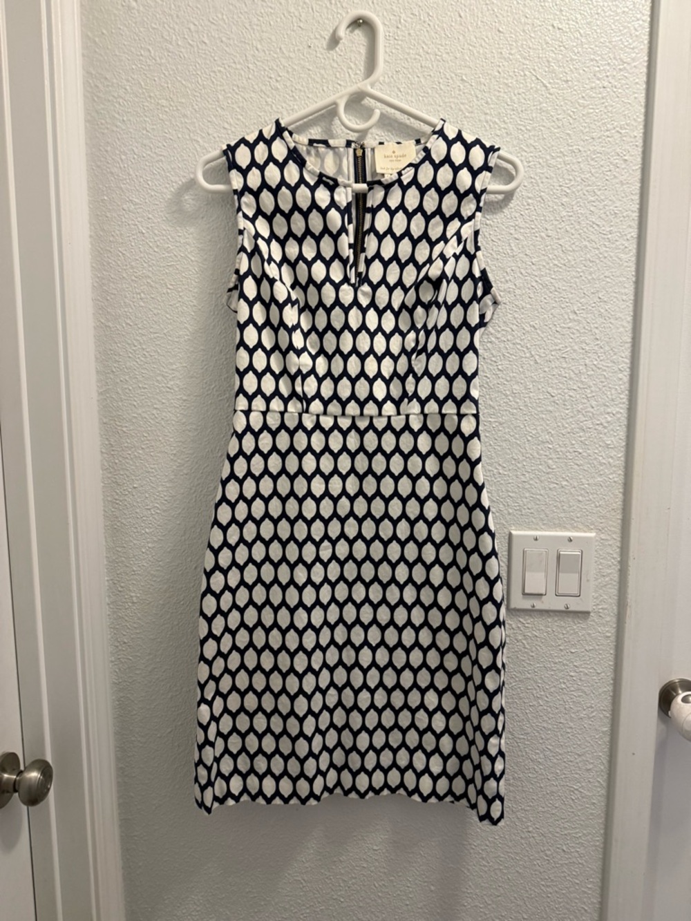 kate spade Navy and White Geometric Sleeveless Sheath Dress - Picture 6 of 10